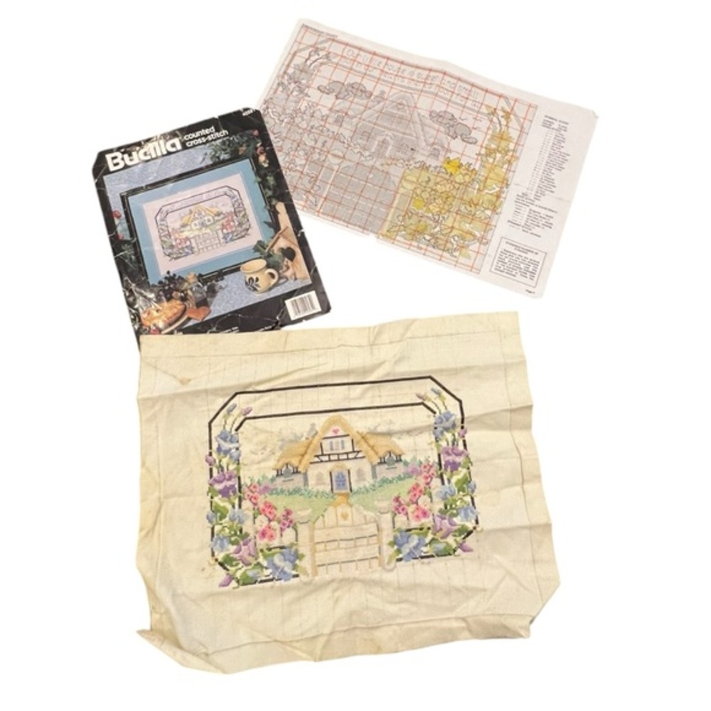 Bucilla Cream Cross Stitch Cottage Wall Art Kit